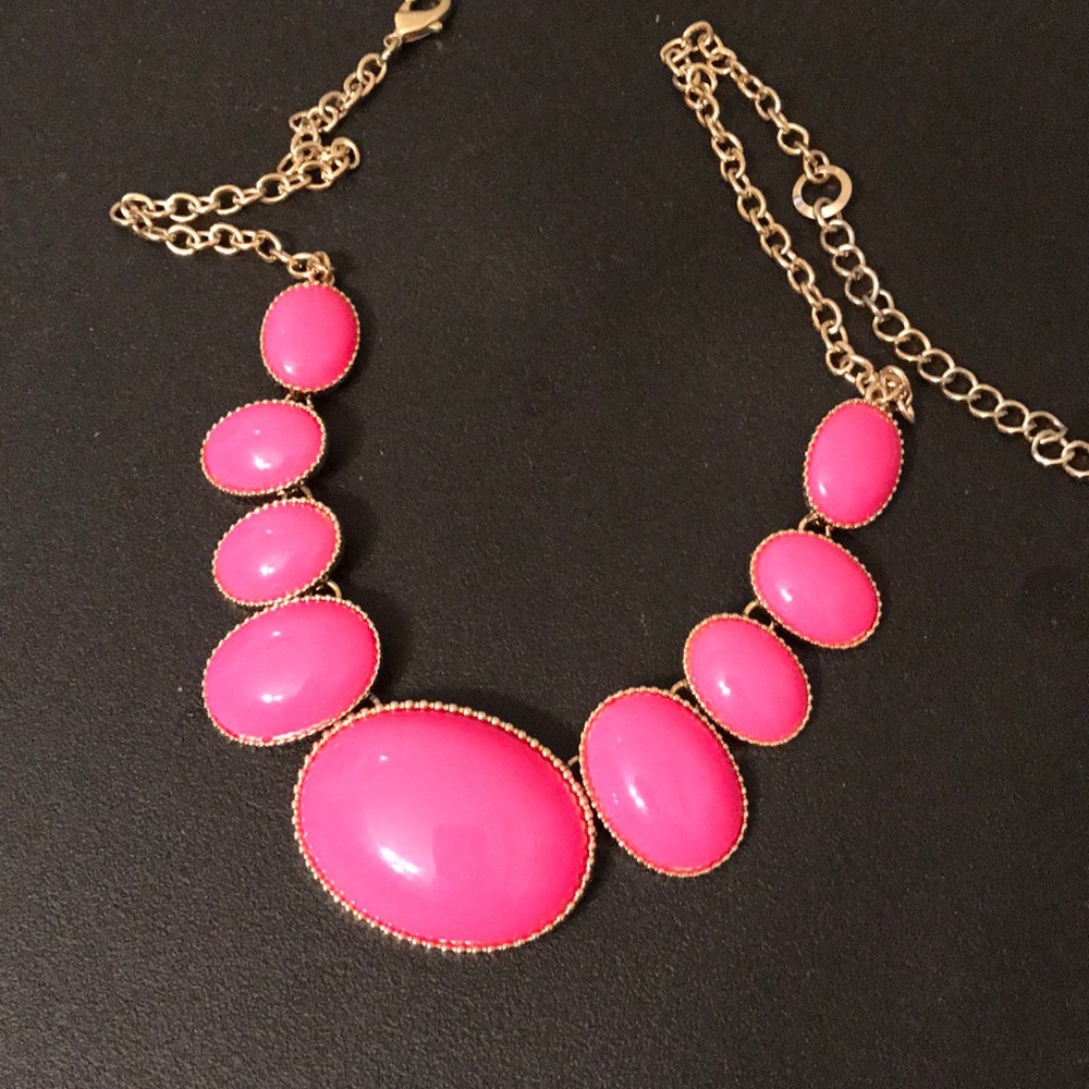 Hot pink and gold necklace